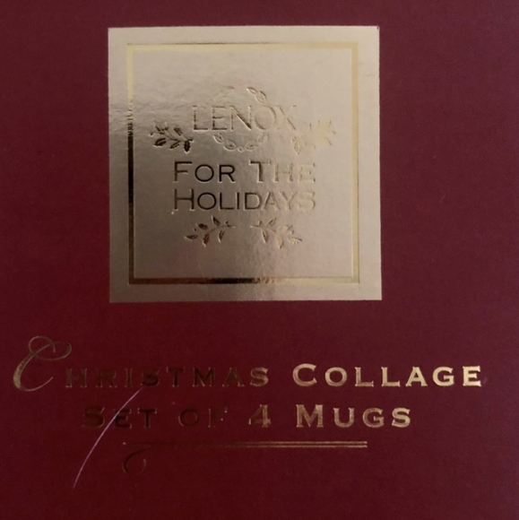 NIB Lenox Christmas Novelty Collage Set of 4 Coffee Christmas Mugs Matching Set - Picture 4 of 4